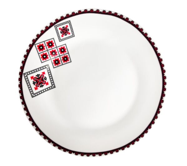Slavic Pattern Porcelain Dinner Plate VISHIVANKA
