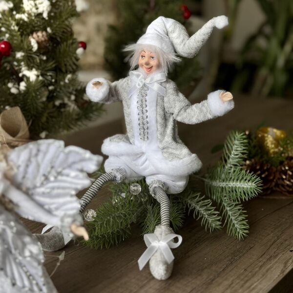 Posable Silver Elf 12&quot; Christmas Decoration STP Goods