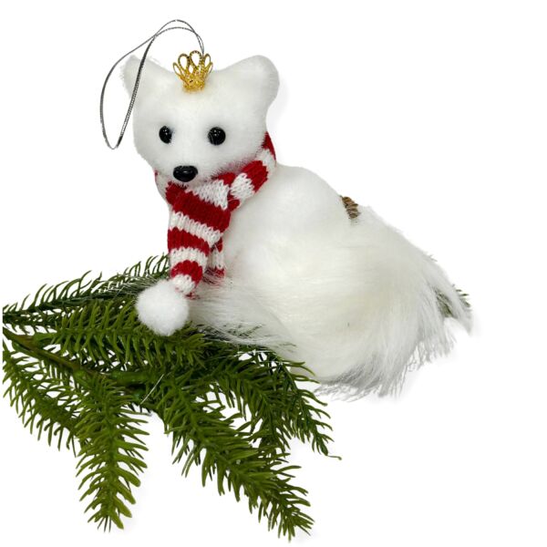 4.3&quot; White Fox Shatterproof Christmas Ornament