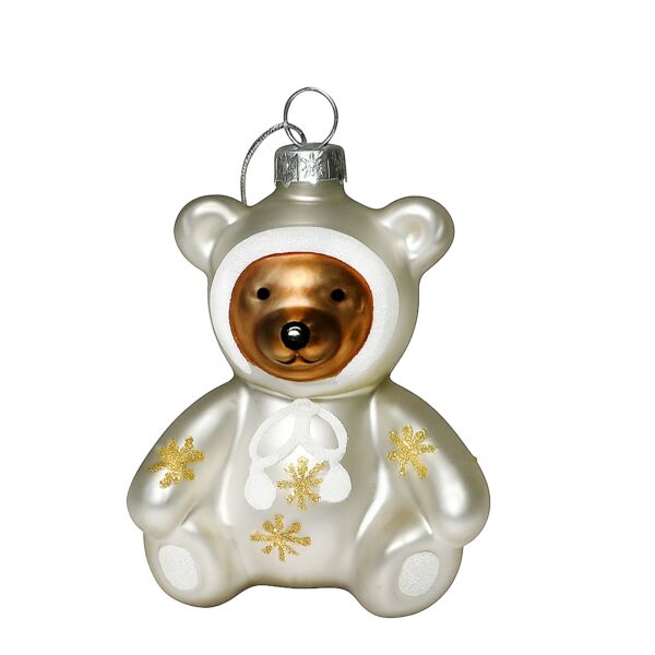 Silver Bear Glass Christmas Tree Ornament