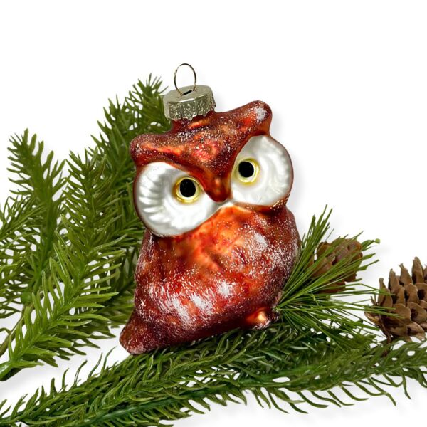 Wise Winter Owl Glass Christmas Tree Ornament
