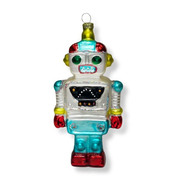 Robot Glass Christmas Tree Ornament