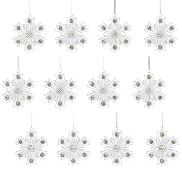 Snowflake Crystal Glass Christmas Tree Ornament Set of 12