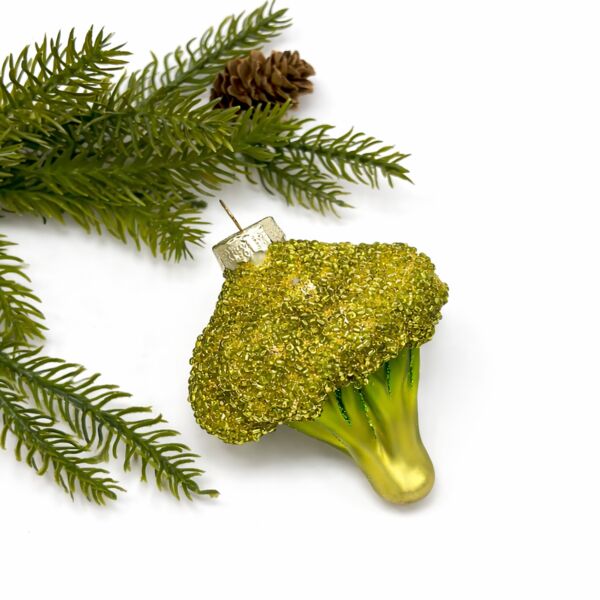 Beaded Baby Broccoli Glass Christmas Tree Ornament