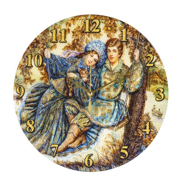 Happy Couple Handmade Round Wooden Wall Clock