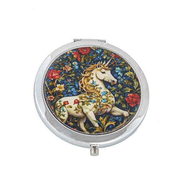 Unicorn William Morris Round Compact Mirror in gift box
