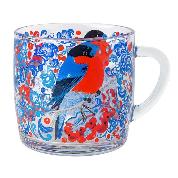 Bullfinches Glass Mug Set of 4