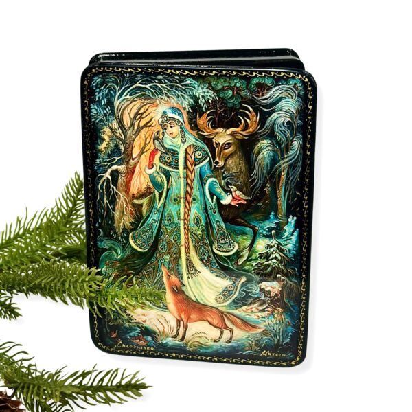 Magical Snow Maiden Lacquer Miniature Handmade Jewelry Trinket Box