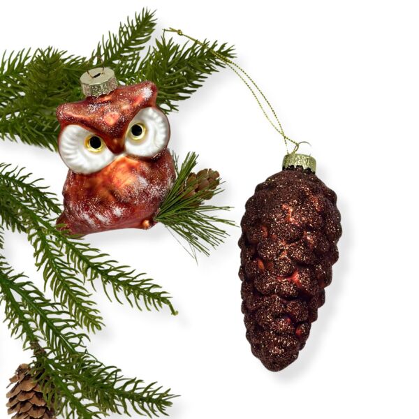 Winter Forest Glass Christmas Tree Ornament Set of 2