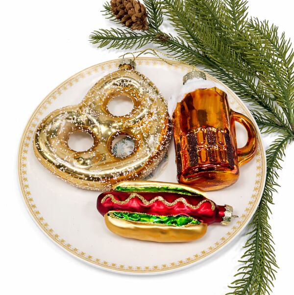 Coney Island Glass Christmas Tree Ornament Set of 3