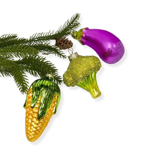 Local Farm Glass Christmas Tree Ornament Set of 3