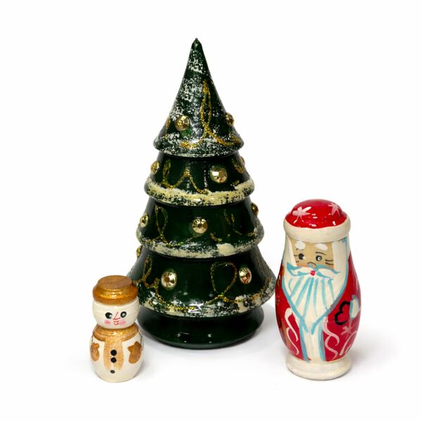 Handmade Wooden Winter Tree Nesting Doll