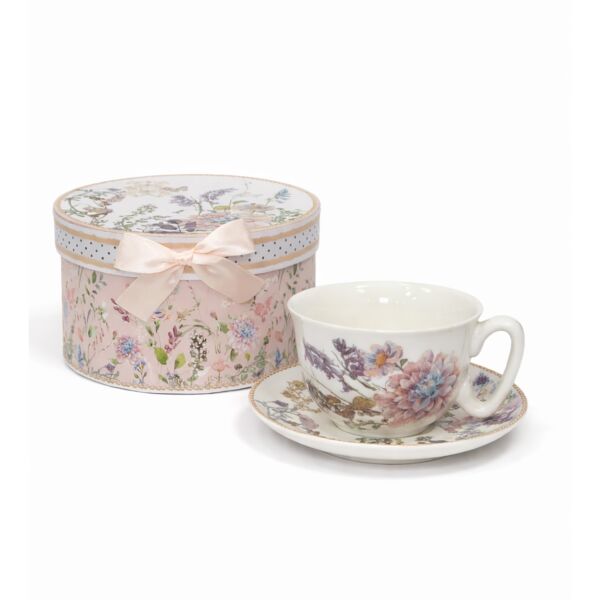 Wildflower Meadow New Bone China Cup and Saucer Set in Gift Box