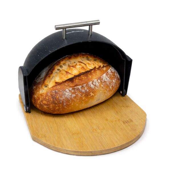 Bread Box with Bamboo Bottom Black