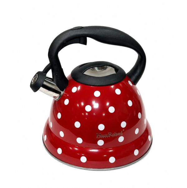 Stainless Steel Whistling Kettle Polka Dot Red