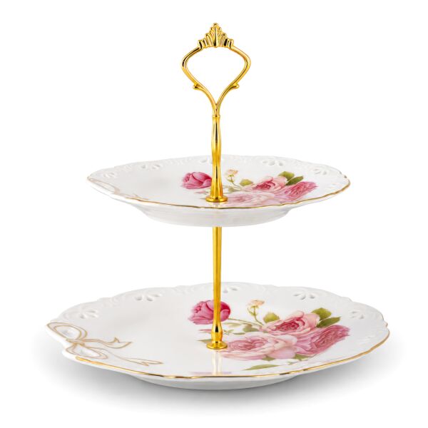 Bow Porcelain 2-Tier Dessert Stand