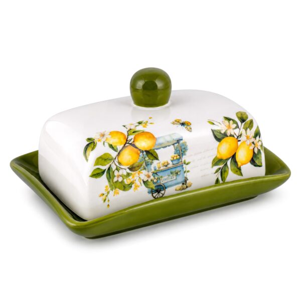 Lemons Ceramic Butter Dish with Lid