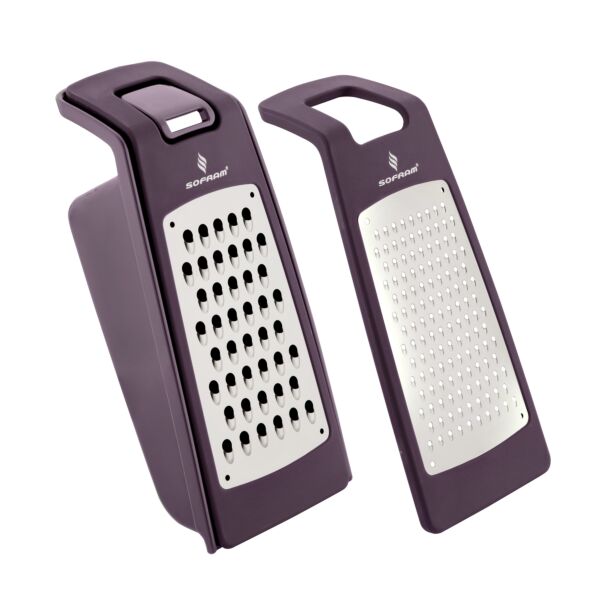 Smart Double Sided Grater with Container Purple