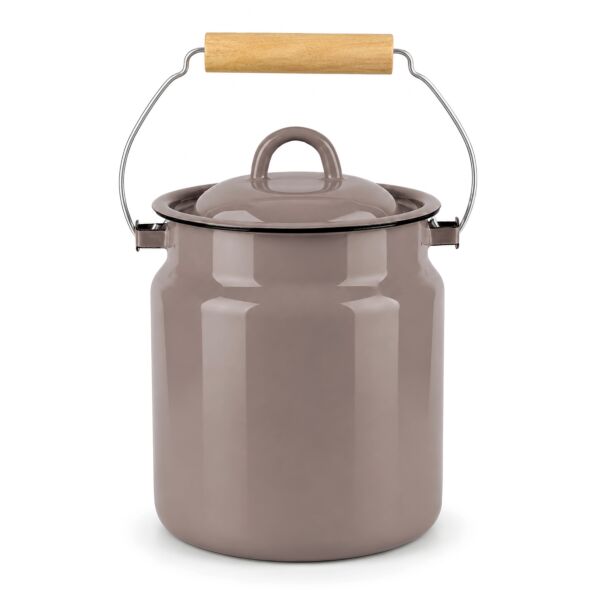 Taupe Vintage Enamel Milk Can with Lid