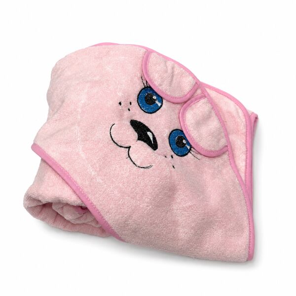 Terry Bath Towel for Kids Pink Bear