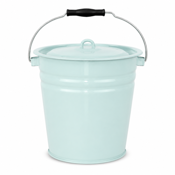Turquoise Enamel Steel Bucket with Lid 12.7-qt