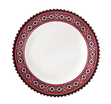 Slavic Pattern Porcelain Dessert Plate VISHIVANKA 8&quot;
