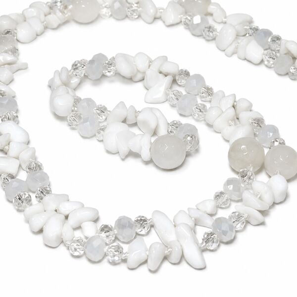 Natural White Agate Stone Necklace Moon