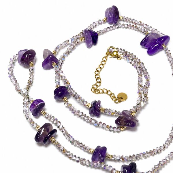 Natural Amethyst Stone Necklace Violet Aura