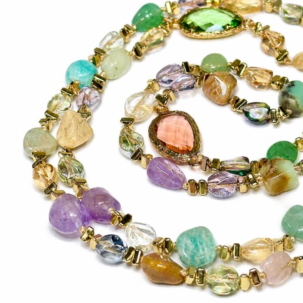 Gemstone Necklace Golden Prism