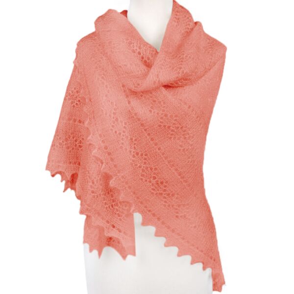 Peach Orenburg Goat Down Shawl