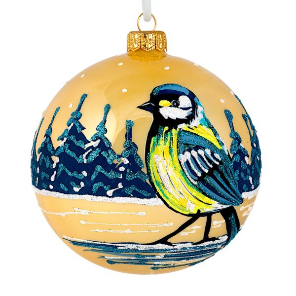 Titmouse Glass Christmas Tree Ornament