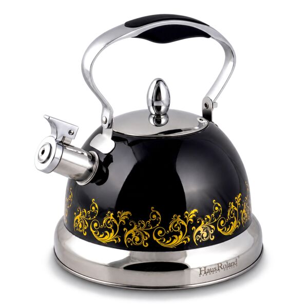 Stainless Steel Whistling Kettle Black 3.7-qt