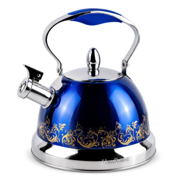 Stainless Steel Whistling Kettle Blue 3.7-qt