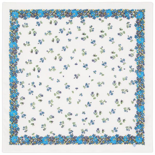 Pavlovo Posad Cotton Shawl Blue Flower Garden