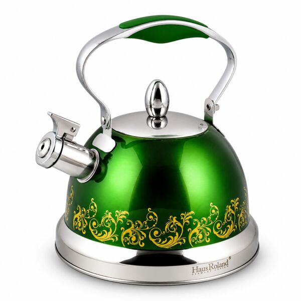 Stainless Steel Whistling Kettle Green 3.7-qt