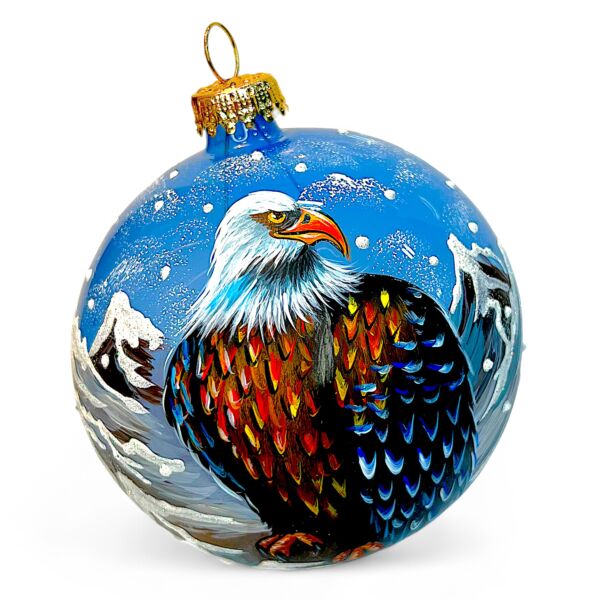 Collectible Hand-Painted Glass Ornament – Bald Eagle | Premium Holiday Design