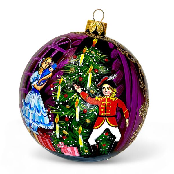Collectible Hand-Painted Glass Ornament – The Nutcracker and Marie | Premium Holiday Design