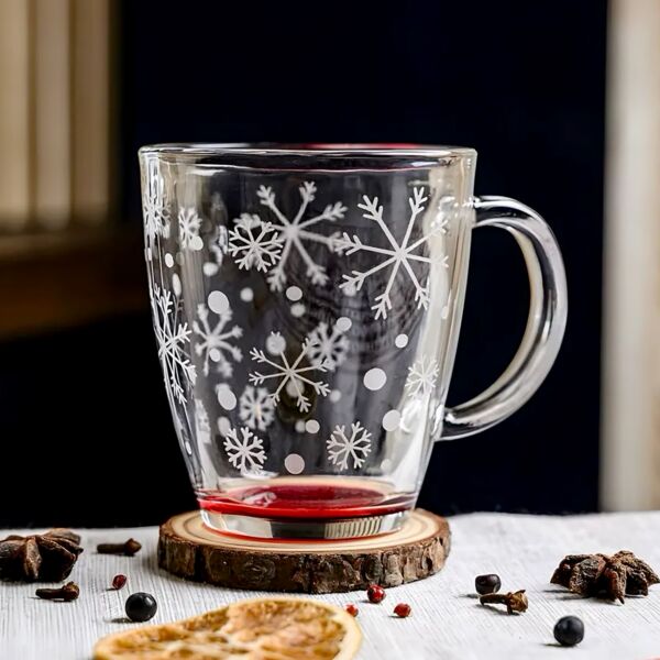 Snowfall Red Glass Mug Set of 4