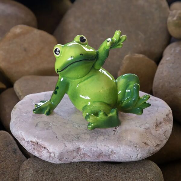 Ceramic Collectible Figurine - Little Green Frog: Hello World
