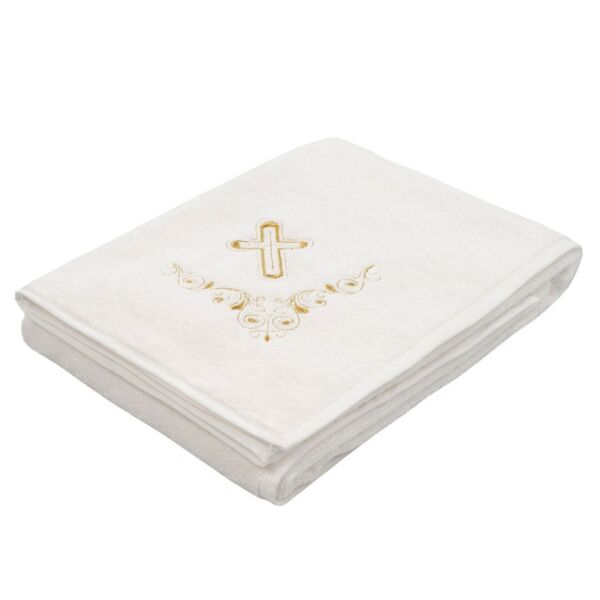 Gold Embroidery Baby Christening Towel 