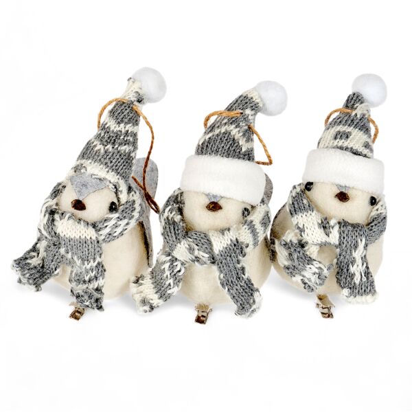 White Birds Shatterproof Christmas Ornaments Set of 3