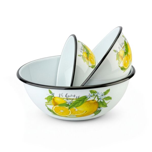Lemon Enamel Bowl Set of 3