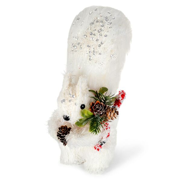 White Christmas Squirrel Figurine with Rhinestones 10.2&quot; 