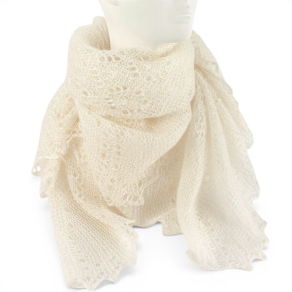 Off White Natural Orenburg Goat Down Shawl