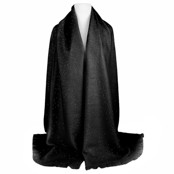 Black Classic Wool Scarf with Sparkles