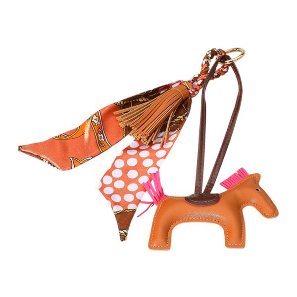 Orange Horse with Tassel and Scarf Keychain