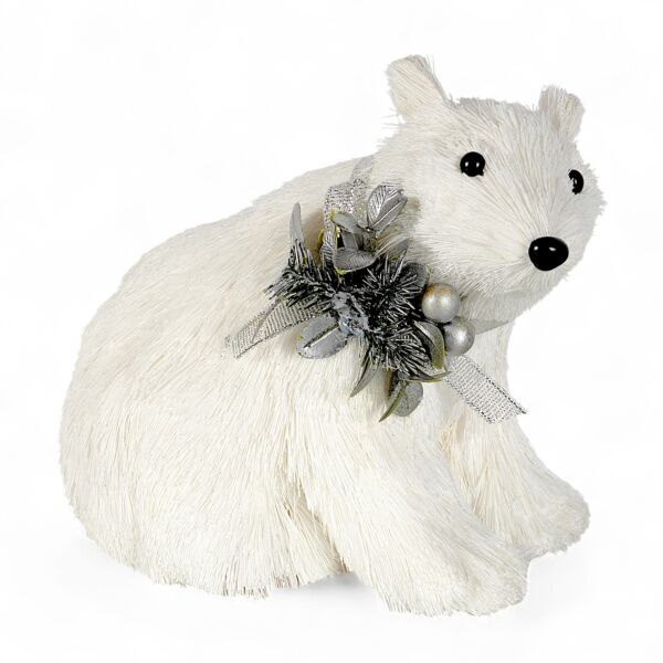 6.3&quot; White Bear Cub Christmas Decoration
