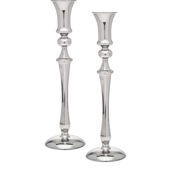 Long Chrome Candlestick Set of 2