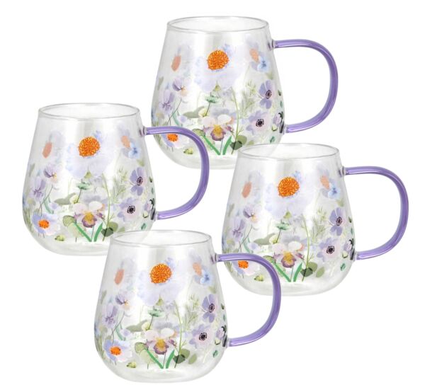 Chamomile Heat-Resistant Glass Mug Set of 4