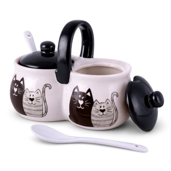 Kittens Ceramic Seasoning Jar with Spoons Set of 2 